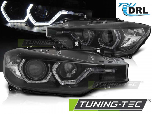 LED Tagfahrlicht Angel Eyes Scheinwerfer für BMW 3er F30/F31 11-15 schwarz